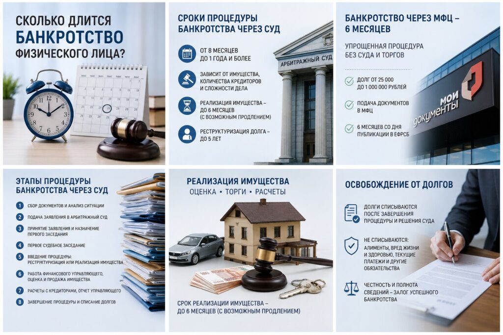 Сколько длится процедура банкротства физического лица: все подробности в нашей статье